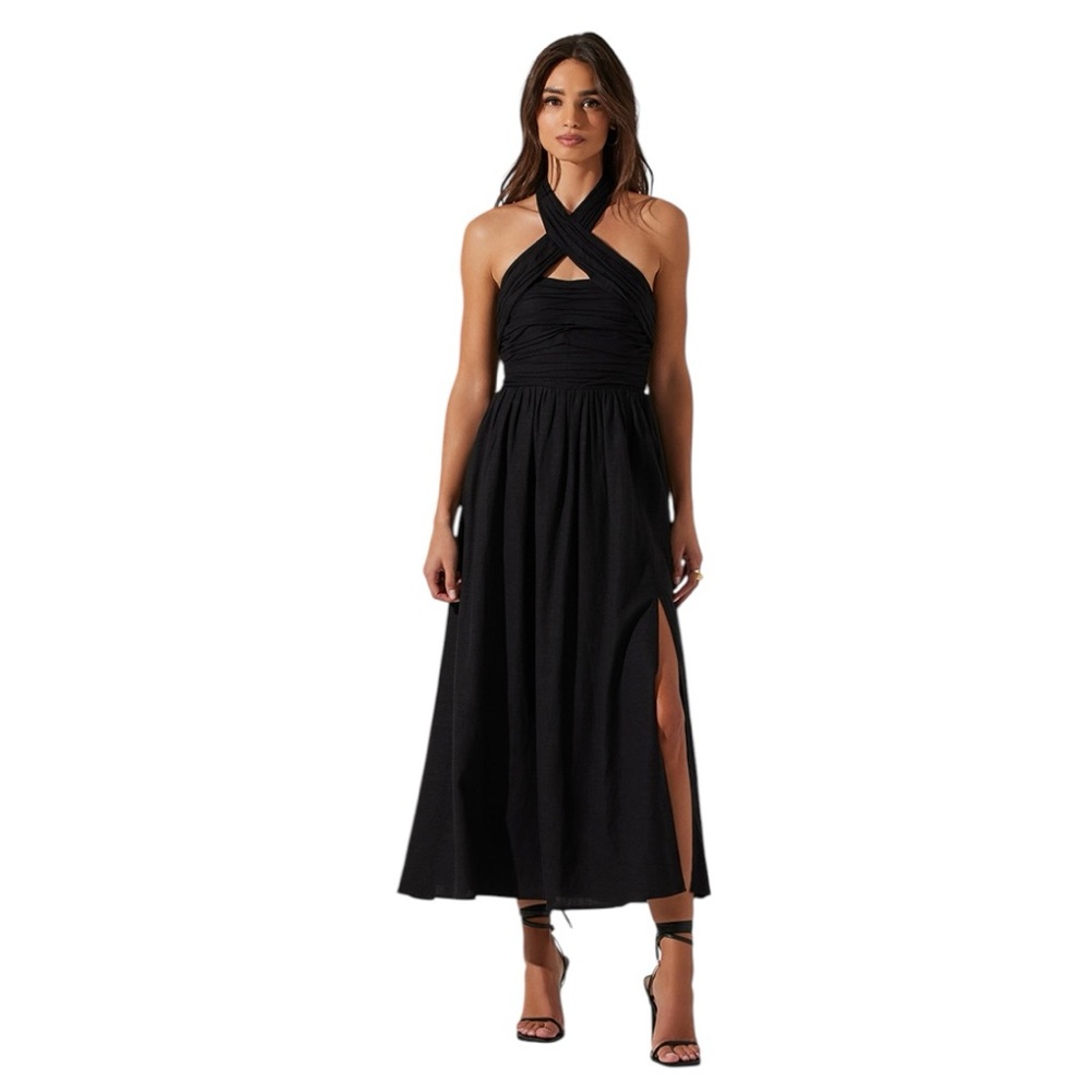 Astr Black Halter Maxi Dress